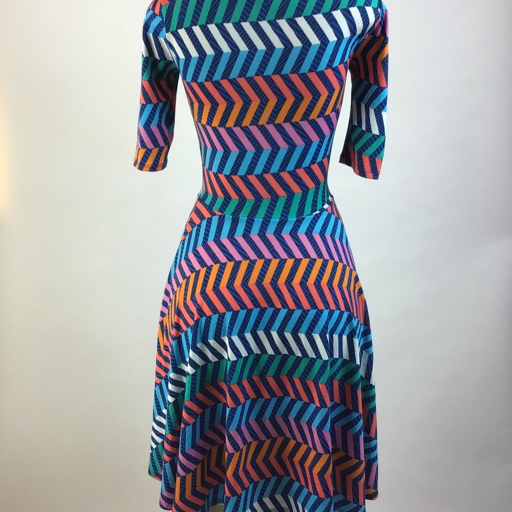 LuLaRoe Nicole‎ fitflare skater dress Striped Dress size XXS - Picture 2 of 8